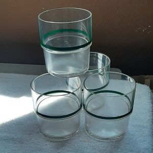 TUPPERWARE Clear Acrylic Cups Green Stripes Stackable NOS
